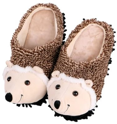 OUBOSI Waschbare Hausschuhe, Bodenschuhe Für Damen, Staub, Schmutz, Haare, Mopp, Hausschuhe Für Büro, Zuhause, Pantoletten, Damen, Winterzimmer-Slipper,Kaffee,35-36