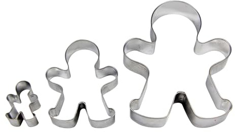 BekkiB - 3er-Set Ausstechformen Lebkuchenmann in v. Größen - Spülmaschinengeeignete Ausstechformen aus Edelstahl - Zum Backen von Plätzchen - 7450