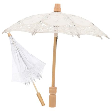 TOGEVAL 2stücke Hochzeits-rüschen-regenschirme Aus Baumwolle Für Bräute Elegante Fotorequisiten Reichweite Reinweiß Cremeweiß Für Hochzeiten Und Themenpartys