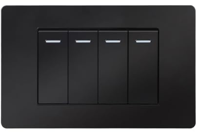 Väggljusbrytare, väggströmbrytare, 1/2/3/4-gångs 1/2-vägs Mekanisk väggbrytare Vit Svart 10A 118 * 72 Ljusbrytare PC Panel Light on Off(Black 4gang)