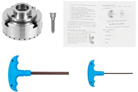 CCAUUB 4 mandrins de mâchoires 3,75/4 M33 Mandrin de tour de haute précision, mandrin auto-centrant avec roue conique de précision pour tour, fraiseuse (extérieur 45-81 mm/intérieur : 32-76 mm)
