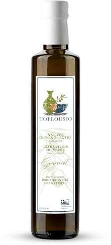 TOPLOUSIO Huile d’Olive Vierge Extra 500 ml 100% Koroneiki de Grèce, Pressée à Froid, Goût Fruité & Doux – Origine Ancienne Olympie – Parfaite pour Salades, Pâtes & Cuisine Méditerranéenne