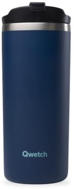 QWETCH - Travel Mug Thermobecher Edelstahl 470ml Marine Blau - Isolierbecher für Kaffee & Tee - 6h heiß, 12h kalt - BPA-frei, auslaufsicher, wiederverwendbar - Travel Mug für unterwegs