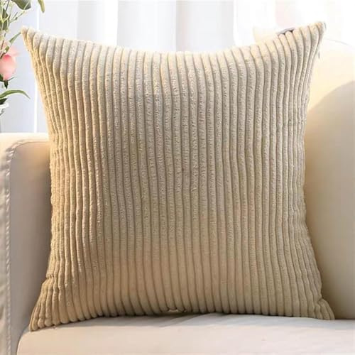 Intenst Kissenbezug 2er Set, Gestreift Kissenbezug Verzieren Kissen, Kissenbezug Sofakissen Bezug Zierkissen Couchkissen Kissenhülle für Sofa, Schlafzimmer, Wohnzimmer, Balkon(Light Gray,80 x 80cm)