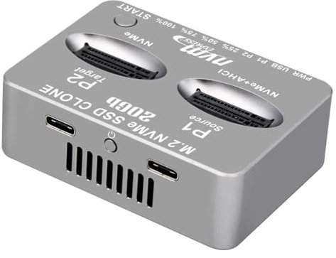 NJTHNTJR Caja para Disco Duro Externo de Dos Bahías Gen2X, Carcasa para SSD M.2 de 20 Gbps, Carcasa para Disco Duro Sólido con Clave M/BM, M.2, M.3, NVME, PCI-e