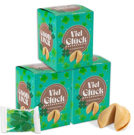 FOOD crew 36 Glückskekse „Viel Glück” - Glückskeks als kleiner Glücksbringer für Familie, Freunde, Kollegen - Viel Glück Geschenke - nettes Mitbringsel oder Gastgeschenk - Glückskekse Silvester
