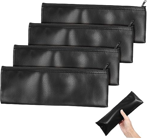 OFFIGAM Paquet de Transport pour Rangement Extérieur et Protection du Micro pour Microphone Portable en Pu Noir 4pcs, Pochette Anti-poussière et Résistante à L'eau