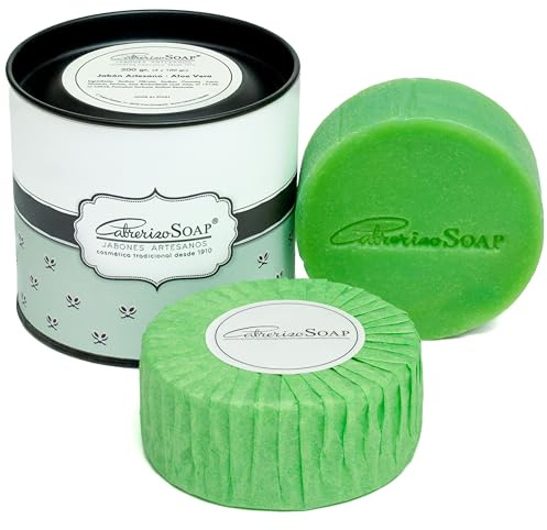 CABRERIZO SOAP 2 Jabones Artesanales de Aloe Vera y Aceite de Oliva 2x100 g. JABON ALOE VERA - Jabones para regalar - Pastillas Jabón Natural, Jabón manos, cara y cuerpo, Regalo mujer Limpiador facial