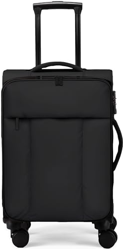 LOVEVOOK Handgepäck Koffer Groß, Reisekoffer mit 360° Rollen leicht, Trolley 55X35X25, Suitcase Gepäck Carry On Luggage 48l für Reise Flugzeug Weekend Arbeit, Schwarz
