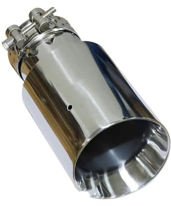 Fbxmjoa Auspuff Endrohr Auto Edelstahl Silber Spitze Universal Auspuffrohr Doppelschichtdüse Doppelschicht Dekoration Abgeschrägtes Ende Auto Heck Throat(77mm-114mm)