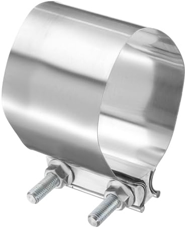 sourcing map Stainless Steel Lap Joint Band Exhaust Clamp 97-105mm | Clamp Exhaust Pipes Connection,with M10x55 Screws,for Car Muffler Elbow Pipes