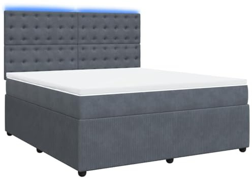 Eleganz Boxspringbett 180x200 cm mit Matratze - Dunkelgrauer Samtstoff, Luxus Schlafsystem für Schlafzimmer, Komfort & Stabilität, Perfekte Unterstützung für erholsamen Schlaf