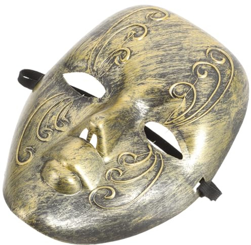 Veemoon Masquerade Mask Plastic Elegant Full Face Mask Vintage Bronze Gold Cover Ancient Roman Accessories for Halloween Carnival Party Photography Prop