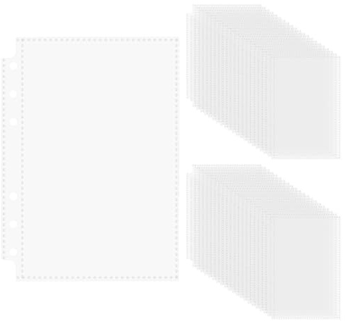 60 Pz Cartelline Portadocumenti A6, Buste Trasparenti, Buste per Raccoglitori ad Anelli in Plastica con 6 Fori per Raccoglitori Documenti Quaderni Biglietti Brochure (A6)