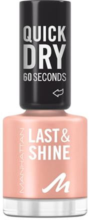 MANHATTAN Last & Shine schnelltrocknender Nail Polish, veganer & tierversuchsfreier Nagellack, langanhaltend, ultraglänzendes Finish, 8ml, Fb. 112 Almost Apricot
