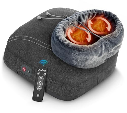 THERAZZAGGE Shiatsu Foot Massager with Heat, Heated Foot Massager for Neuropathy, Foot Warmer, 2 Heat Levels, Remote Control