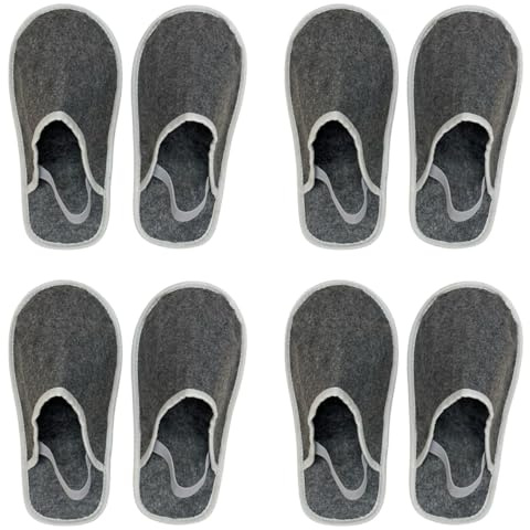 Xlabor Set di 4 paia di pantofole da museo in feltro, con elastico, per proteggere il pavimento da sporco e graffi, pantofole artigianali, in feltro, Set da 4 paia di colore grigio, 47/50 EU