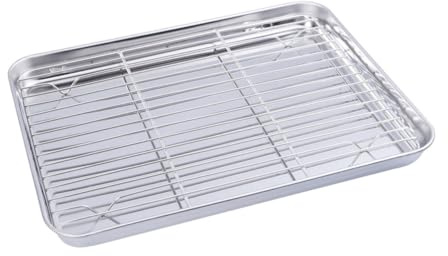VALICLUD 2piezas Bandejas Para Hornear Drenaje Rejilla De Enfriamiento De Acero Inoxidable Bandeja Para Hornear Apta Para Galletas y Pasteles Accesorios Hogar