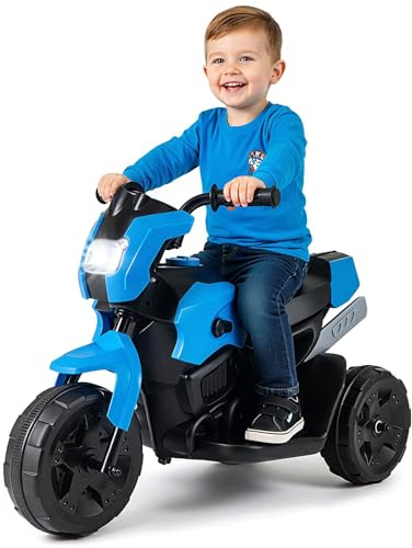 DREAMADE 6V Kinder Motorrad, Elektromotorrad mit 3 stabilen Rädern & LED-Scheinwerfer & Fußpedal, Elektrisches Motorrad für Kinder ab 3 Jahren (Blau)