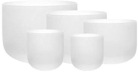 Klangskål i kristall, sångskål i kristall, 6–12 tum, avslappnad yoga (C # D E F G#), 5-delat set (432 hz)