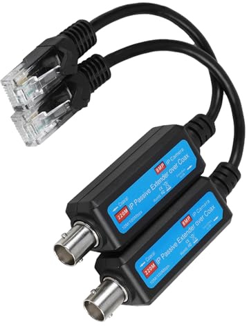 TARSHYRY Ethernet su Cavo Coassiale, 1 Paio di Trasmettitori Coassiali di Rete IP Passivi Estensore Ricevitore Convertitore Coassiale IP per Telecamera NVR con Protezione