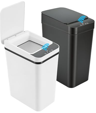 Vexnaro Poubelle Électrique 2 Pièces 12L, Poubelle à Capteur Automatique avec Couvercle Automatique, 3 Modes d'Ouverture pour Cuisine, Salle de Bain, Chambre, Salon
