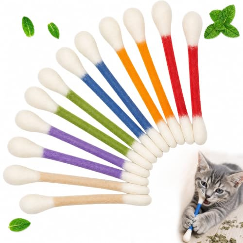 12 Piezas Hierba Gatera Juguetes para Gatos con Bastoncillos de Algodón