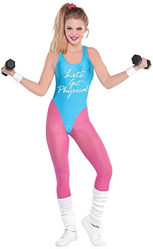 Amscan 843079-55 - Costume de justaucorps Lets Get Physical pour femme des années 1980, taille 12-14