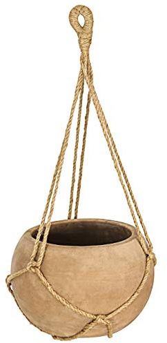Dehner Hängeampel Terra, rund, Ø ca. 24 cm, Höhe ca. 17 cm, Terrakotta, beige