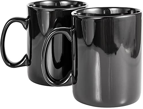 BYCNZB 30oz Super Large Ceramic Coffee Mugs Large Handles Set of 2 (black)