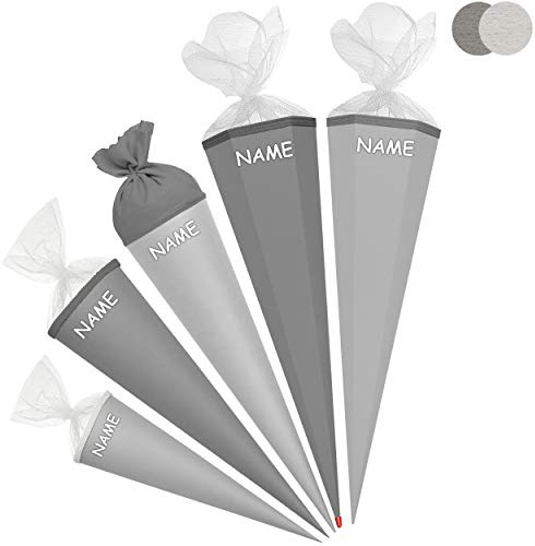alles-meine.de GmbH Schultüte - Rohling - GRAU/mittel - dunkel - 35-100 cm - freie Farb- und Größenwahl - freie Farb- und Größenwahl - 6 eckig - inkl. Name - Tüllabschluß - m..