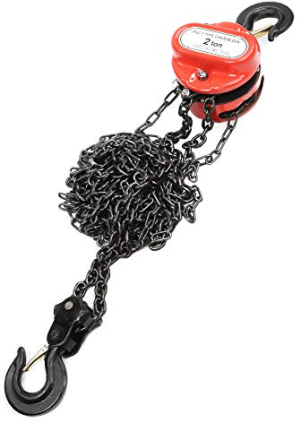 Engine Hoist,2T Chain Blocks Lift Height Hand Tackle Hoist Chain Lifting Block and Tackle Hoist Heavy Duty Load Red Color Lever Ratchet Block Chain Hoist Winch for Workshop Pulling Lifting 3Meters