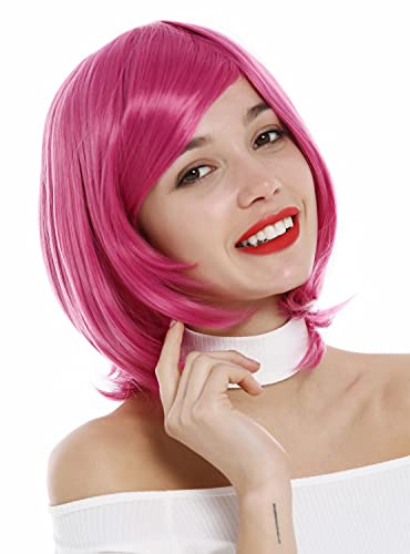 WIG ME UP - 0821-T2127 Perruque dames courte carré lisse pointes recourbées raie rose foncé