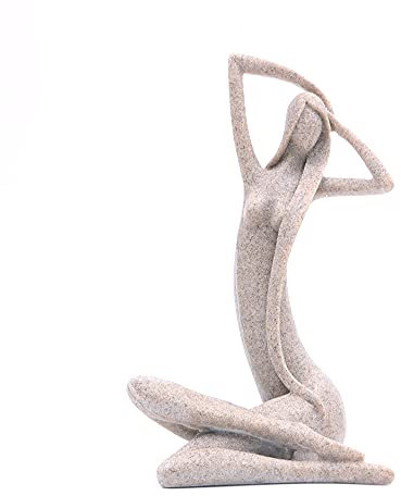 ANCLLO Statua in resina di arenaria astratta a pelo lungo scultura di bellezza piccola arte da tavolo donna statuetta per casa ufficio libreria arredamento