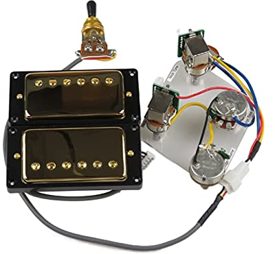 Gitarren-Pickups Humbucker-Pickups Hals- Und Bridge-Pickup 4C-Kabel-Kabelbaum Push-Pull-Soll-Set Für Gibson Epiphone-Gitarre E-Gitarren-Pickups (Color : Gold Black Frame)