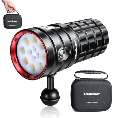 Tauchen Taschenlampe,LetonPower TS Pro 13000Lumens Unterwasser 120m Video-Licht, Scuba-Tauchlicht, mit Typ-C-Ladung für professionelle Outdoor unter Wasser Sport