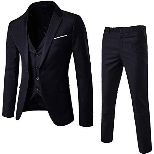 Take Idea Traje de hombre de 3 piezas de color sólido Slim Fit Smoking Business Traje de hombre chaqueta elegante chaleco de boda