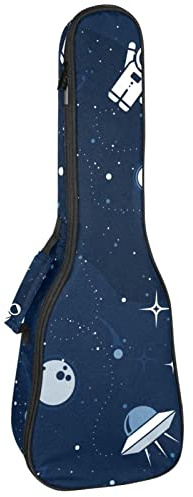 Ukulele väska astronaut rymdskepp raket måne ukulele fodral för sopran tenor konsert 23 tum 10 mm tjock mjuk vadderad justerbara remmar spelväska