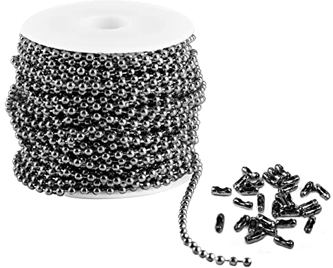 KISSPAT Catena a Pallini Nera da 10 m, Catena di Perline Nere da 2,4 mm con 50 connettori Forniture per la creazione di Gioielli in Nastro per la creazione di Gioielli Fai-da-Te