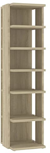 vidaXL Mueble Zapatero Organizador de Zapatos Armario Pasillo Almacenaje Taburete Puf Caja Banco Estantería Contrachapada Roble Sonoma 27,5x27x102 cm
