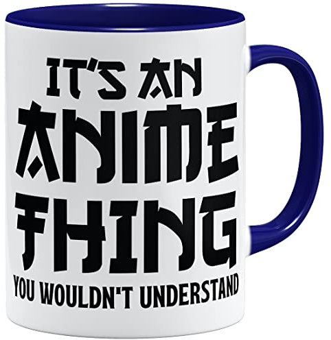 OM3® It's an Anime Thing Tasse Japan Manga Comic - Keramik Becher - 11oz 325ml - Beidseitig Bedruckt - Dunkelblau