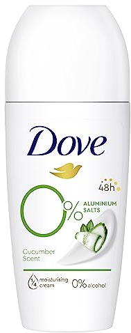 Dove, Deodorante Roll On Advanced 0% Sali Go Fresh Cetriolo, Deodorante Antitraspirante, Formula Senza Alcol e Sali di Alluminio, Protezione Fino a 48 Ore, Deodorante Uomo e Donna, 50ml