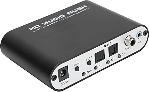Digital Audio Decoder, 5.1CH DTS Dolby Converter, AC 3 Audio Decoder Digital Optical Coax to Analog Audio for Home/Concert Hall/Cinema