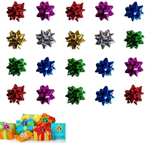 UAMLVCN 20 Stück Geschenkschleife, Bunt GeschenkbandSet, Selbstklebend Geschenk Schleifen Dekoschleifen Weihnachtsschleifen für Weihnachten Geschenkverpackung, Geburtstage, Partys, Feste - 2.5cm