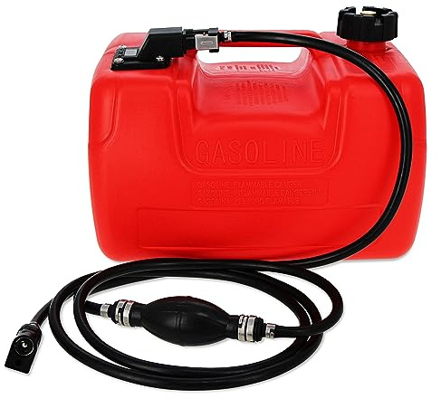 BISupply Boat Gas Tank Kit 3 Gallon - Portable Plastic Outboard Marine Boat Fuel Tank with Fill Hose