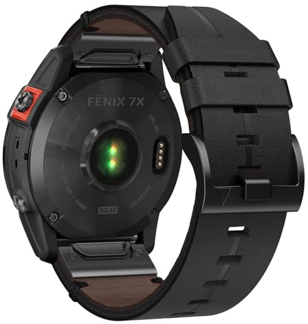 Fenix 8 51mm Leder Armband, 26mm Uhr Ersatzarmband für Fenix 7X/Fenix 7X Solar/Fenix 7X Sapphire Solar/Fenix 6X pro/Sapphire/Fenix 5X /plus/Fenix 3 /HR/Garmin Enduro/Tactix Delta