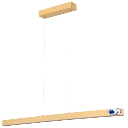 alfalux Hängelampe Hängeleuchte - Deckenlampe aus Holz - Pendelleuchte - LED Lampe - Dimmbar - Warmweiß 100 cm DIMLED100KB-3K-ESCHE