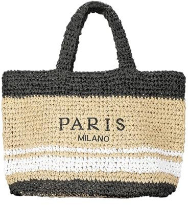 OWGSEE Große Stroh-Strandtasche für Damen, Sommer, gewebte Schultertasche, Stroh-Geldbörsen und Handtaschen für den Urlaub, Schwarz, Large, Strandtasche aus Stroh