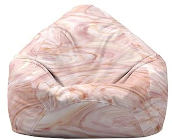Treer Fodera per Pouf a Sacco Contenitore, Stampa da Marmo Copertura per Poltrona Sacco Senza Imbottitura, Lino Pouf a Forma di Pera Bean Bag Cover con Cerniera (100x120 cm,Rosa)