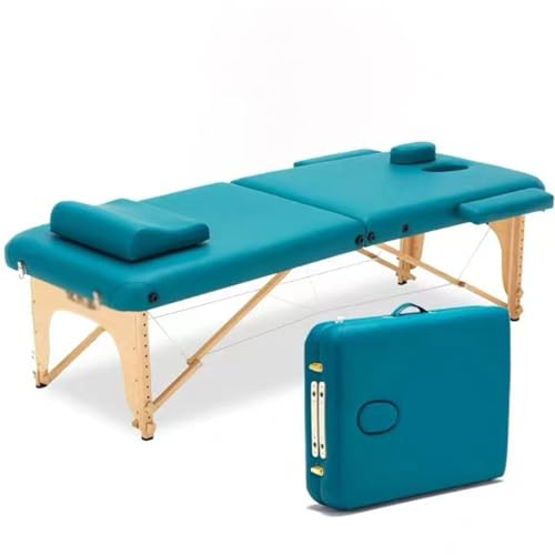 CAFIEDR Höhenverstellbare, zusammenklappbare, tragbare Massageliege aus Holz, mit Tragetasche, Armlehnen und Kopfstütze